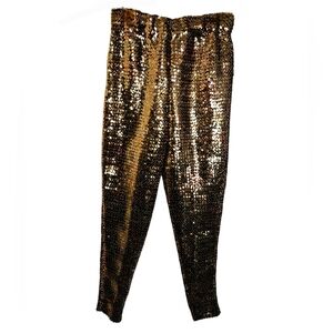 Vintage Women's Gold Fully Sequin High- Waist Ankle Leggings Size S